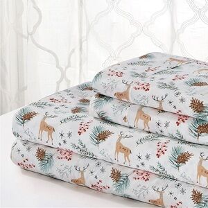 White Forest Deer Sheet Set - KING